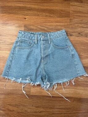 wild fable Light Blue High-Rise Distressed Denim Shorts